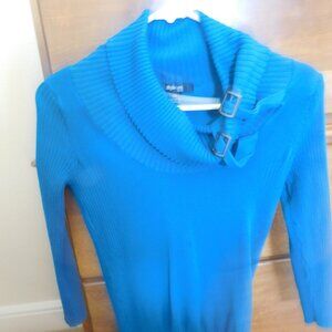 Blue Sweater with Buckles at Neck, Size PP